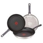 Tefal Daily Cook G713S3A Set di padelle in acciaio inox da 20, 24 e 26 cm