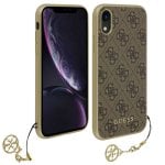 Étui rigide monogramme marron Guess pour iPhone XR