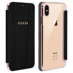 Guess Funda Libro Textil Negra para iPhone XS Max