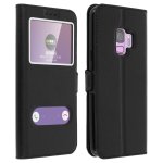 Avizar Capa Livro Preta com Janela Dupla para Samsung Galaxy S9