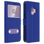 Avizar Capa Livro Azul com Janela Dupla para Samsung Galaxy S9