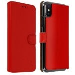 Étui portefeuille en cuir véritable rouge Akashi pour iPhone X/XS Étui portefeuille en cuir véritable rouge Akashi pour iPhone X/XS