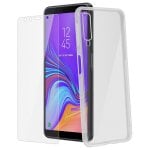 Coque en silicone transparente Avizar + verre trempé pour Samsung Galaxy A7 2018