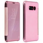 Étui livre effet miroir rose translucide Avizar pour Samsung Galaxy S8 Plus