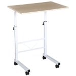 Homcom Mesa de Altura Elevable Ajustable con Ruedas 60x40x68cm Blanca/Madera