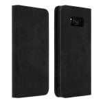 Avizar Étui portefeuille vintage noir pour Samsung Galaxy S8 Plus