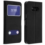 Avizar Book Case avec double fenêtre noire pour Samsung Galaxy S8