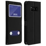 Avizar Book Case avec double fenêtre noire pour Samsung Galaxy S8 Plus