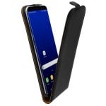 Avizar Étui vertical en cuir véritable noir pour Samsung Galaxy S8 Plus