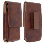 Avizar Vertikale braune Ledertasche für Smartphones 140 x 70 mm