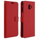 Avizar Funda Billetera Vintage Roja para Samsung Galaxy J6 Plus