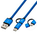 Câble CoolBox Multi USB 2.0 MicroUSB/USB-C Bleu 1m Câble CoolBox Multi USB 2.0 MicroUSB/USB-C Bleu 1m
