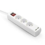 Multiprise Garza Home Power 3 Prises 2 USB avec Protection enfants câble 1,4 m
