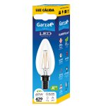 Garza Vela Clear Bombilla con Filamento LED 4W E27 Blanco Cálido