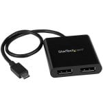 StarTech.com Adattatore USB-C a DisplayPort a due porte, Splitter MST Hub USB Tipo C a doppia porta DP 1.2 - Adattatore Multi-Monitor per doppio DisplayPort 4K 30Hz/1080p 60Hz, Cavo integrato 30cm, Solo Windows