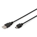 Digitus Cable de Conexión USB Tipo A-Mini USB 1.8m Negro Digitus Cable de Conexión USB Tipo A-Mini USB 1.8m Negro