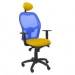 Piqueras y Crespo Jorquera Bali Silla Oficina con Cabecero Fijo Malla Azul/Amarilla