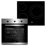Beko BSE22120X Pack Horno Convencional 66L Inox + Placa Vitrocerámica 3 Zonas Cristal Negro