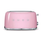 Vintage broodrooster Smeg TSF02PKEU 4 sneetjes, 2 lange sleuven, 1500 W, 6 bruiningsstanden, pastelroze