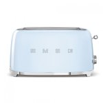 Vintage-Toaster Smeg TSF02PBEU 4 Scheiben, 2 Langschlitze, 1500 W, 6 Bräunungsstufen, Auftaufunktion, Blau