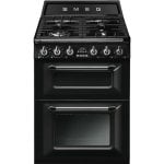 Smeg Victoria TR62BL Cocina de Gas 4 Zonas + 2 Hornos Negra