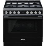 Smeg Portofino CPF9GPBL Cocina de Gas 6 Zonas + Horno Pirolítico Negra