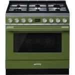 Smeg Portofino CPF9GPOG Cocina de Gas 6 Zonas + Horno Pirolítico Verde