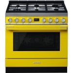 Smeg Portofino CPF9GPYW Cocina de Gas 6 Zonas + Horno Pirolítico Amarilla