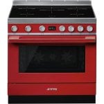Smeg Portofino CPF9IPR Cocina de Inducción 5 Zonas + Horno Pirolítico Roja