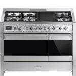 Smeg A381 Cocina de Gas 6 Zonas + 2 Hornos + Plancha Inox