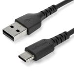 StarTech.com Cavo di Ricarica USB-A a USB-C da 1m - Resistente cavetto USB-C di Ricarica Veloce e Sync da USB 2.0 a USB Type C 3A - Rivestimento in TPE e Fibra Aramidica M/M Nero - Samsung S10, Ipad Pro, Pixel