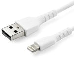 StarTech.com Cavo da USB-A a Lightening bianco da 1m di colore bianco - Robusto e resistente cavo di alimentazione/sincronizzazione in fibra aramidica da USB tipo A a Lightening - Con certificazione Apple MFi per iPad/iPhone 12