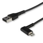 StarTech.com Cavo da USB-A a Lightening da 2m durevole - nero ad angolo retto a 90&deg; in fibra aramidica - Robusto e resistente cavo di alimentazione/sincornizzazione da USB tipo A a Lightening con certificazione Apple MFi per iPad/iPhone 12