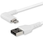 StarTech.com Cavo da USB-A a Lightening da 1m durevole - bianco ad angolo retto a 90° in fribra aramidica - Robusto e resistente cavo di alimentazione/sincronizzazione da USB tipo A a Lightening con certificazione Apple MFi per iPad/iPhone 12