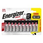 Energizer Max Pilas Alcalinas AA LR6 1.5V 16 Unidades