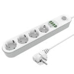 Multiprise Phasak PH 0544 4 Prises Protection Interrupteur 4 USB-A 2 m