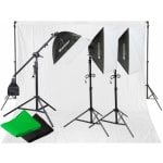 Bresser BR-2105 Kit d'éclairage continu Daylight Set + Fond Chroma Vert/Blanc/Noir
