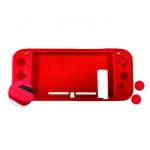 Custodia in silicone antiscivolo Nuwa rossa + 2 impugnature + pellicola proteggi schermo per Nintendo Switch