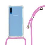 Ksix Capa TPU Transparente com Cordão Rosa para Samsung Galaxy A50/A30S