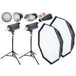 Bresser CD600 Pack 2 Flashes de Estudio 600W + Conjunto Nº1 Accesorios de Estudio