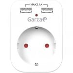 Garza Power Adaptador Schuko + 2 USB Blanco