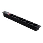 Regleta Aiten Data 8 Schuko 19" 1U 16 A 2 m negra