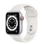 Apple Watch Serie 6 GPS + Cellular, 40mm in alluminio argento con cinturino Sport Bianco