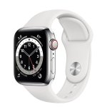 Apple Watch Series 6 GPS + Cellular 40mm OLED Silber Edelstahl Weiß M Always-on SpO2 EKG Schwimmfest