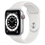 Apple Watch Serie 6 GPS + Cellular, 44mm in alluminio argento con cinturino Sport Bianco