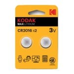Kodak Max Pack 2 Pilas Botón Litio CR2016 3V