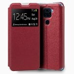 Cool Funda Flip Cover Liso Rojo para Xiaomi Redmi Note 9