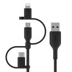 Belkin Cable USB-A a Micro-USB con Adaptador Lightning y Adaptador USB-C 1m Negro Belkin Cable USB-A a Micro-USB con Adaptador Lightning y Adaptador USB-C 1m Negro