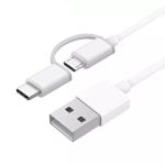 Cavo Xiaomi da USB a Micro USB con adattatore USB-C 1 m bianco Cavo Xiaomi da USB a Micro USB con adattatore USB-C 1 m bianco