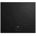 Table de cuisson à induction 3 zones Beko HII63402MT, verre noir